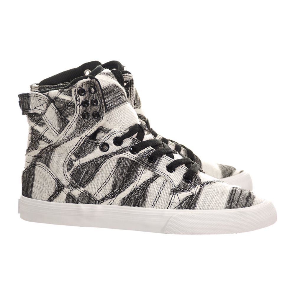 Baskets Montantes Supra SkyTop Blanche Grise White/Print-White Femme | MYV-12959005